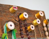 Yellow ombre wooden thread spool Rack