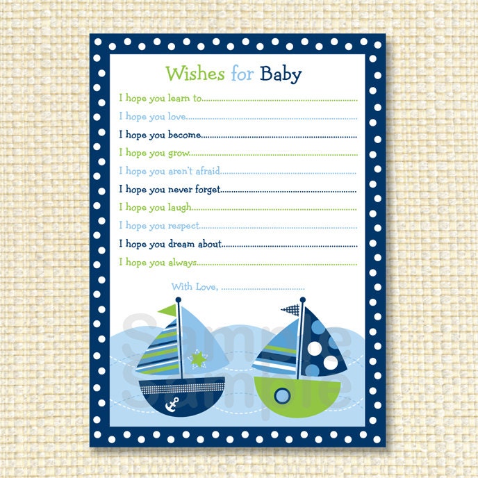 Nautical Sailboat Printable Wishes for Baby Advice Cards INSTANT DOWNLOAD Il_170x135