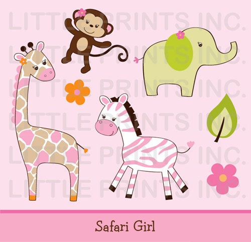 Safari Girl Jungle Animal Clip Art INSTANT DOWNLOAD Il_170x135