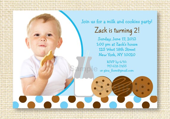 Cookies and Milk Printable Birthday Invitation Il_570xn