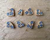 Sale - 8 Triangle Wood Sewing Buttons - Floral Driftwood Set - Handcrafted Wooden Beach Buttons