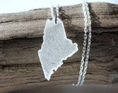 Maine Charm Necklace State Jewelry with Gift Box and 24 inch Necklace Chain Colors Available