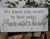 We know you would be here today if Heaven wasn't so far away Wood Sign Decoration Wedding