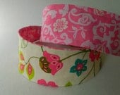 2-in-1 Reversible Headband- Hot Pink Floral and Pink Damask