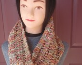 Multi color cotton cowl scarf, hand knitted for year round wear