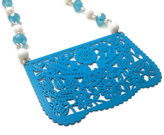 Blue Papel Picado Necklace