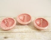 Three Little Ring Holder Trinket Dishes Ring Catcher Jewelry Holder Pink Rose