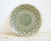 Ceramic Lace Plate Ring Holder Trinket Dish Ring Catcher Bowl Jewelry Holder Grayed Jade Sage Green