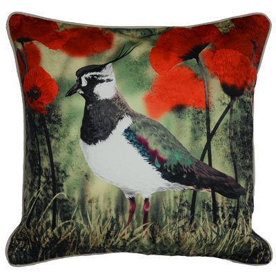 Cushion cover for throw pillow with bird - Northern Lapwing - 16x16 inch 40x40cm DELUXE edition