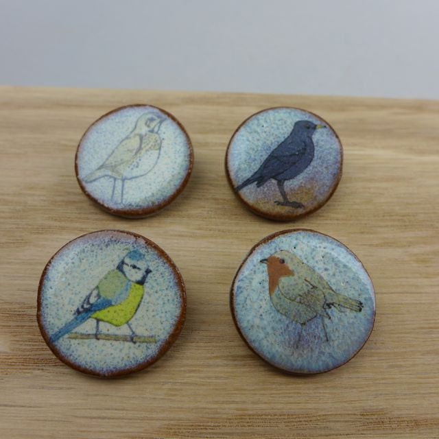 Song thrush, Blackbird, Blue tit or Robin Brooch