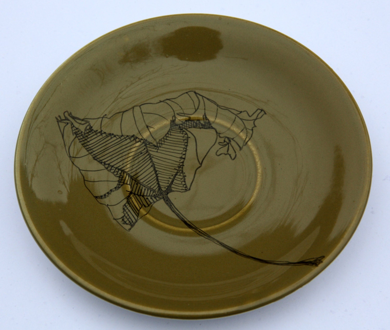 SALE Brown 'Leaf' Upcycled Plate