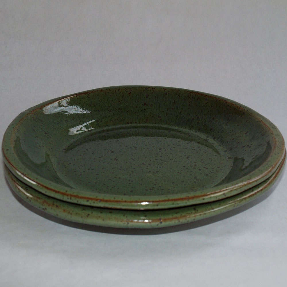 Pottery plates lucheon/salad size, set of 2 handmade stoneware