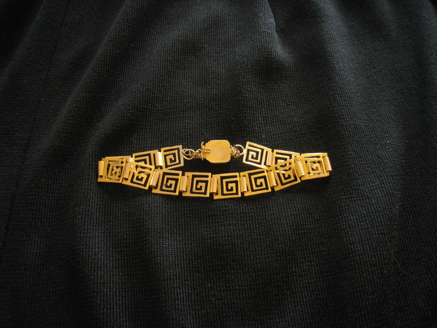 Vintage 585 14KT Yellow Gold Greek Key Link Bracelet
