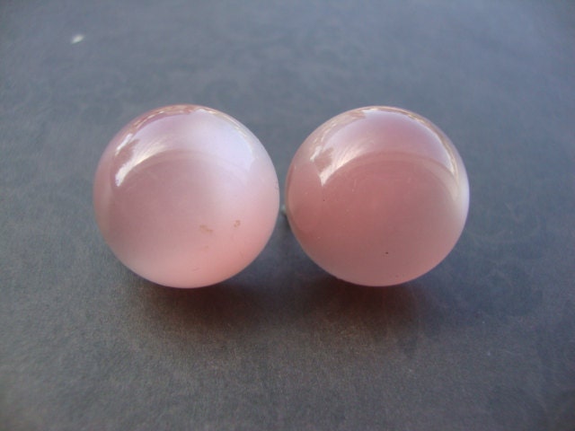 1950's Pink Moonglow and Sterling Silver Earrings