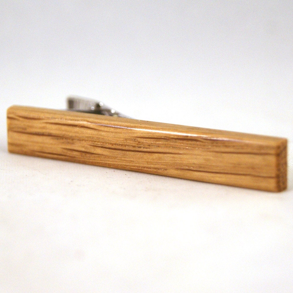 Tie Clip: Upcycled Jack Daniels Whiskey Barrel Oak Wood Tie Bar (TB-356)
