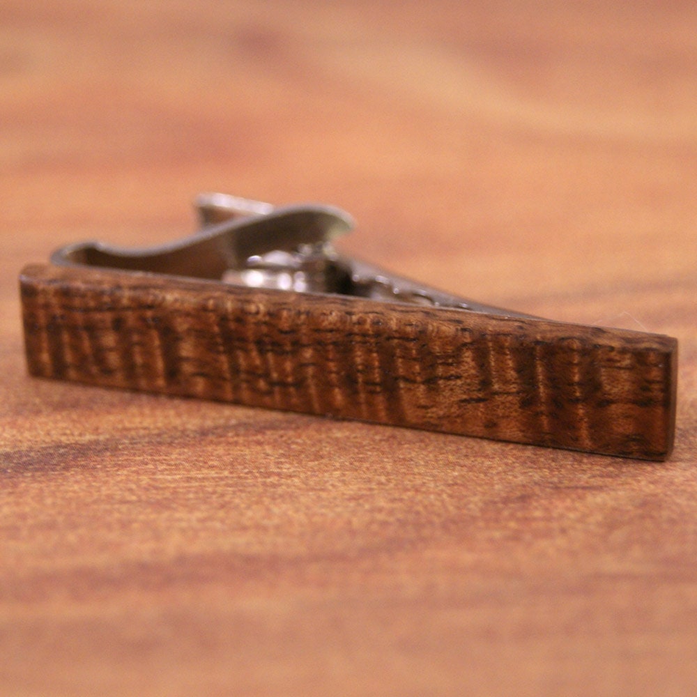 Narrow Tie Clip: Curly Old Growth Brown Hawaiian Koa (TB-SKOA)