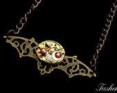 Steampunk Bat Necklace- Animal Clockwork Industrial Luxury Wedding Vintage Watch Movement Geekery Handmade Exclusively by tasherajean- NB03