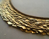bib necklace bronze metal industrial antiqued gold