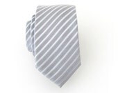 Skinny Tie Gray Tonal Stripes Necktie