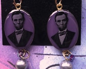 Abraham Lincoln Purple Dangle Earrings