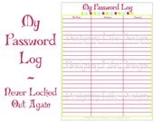 Password Log Printable - Tracker for Username Password and Websites