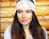 Vintage Ivory Lace Bridal Headband, Boho, Bridesmaid, Wedding, Gift