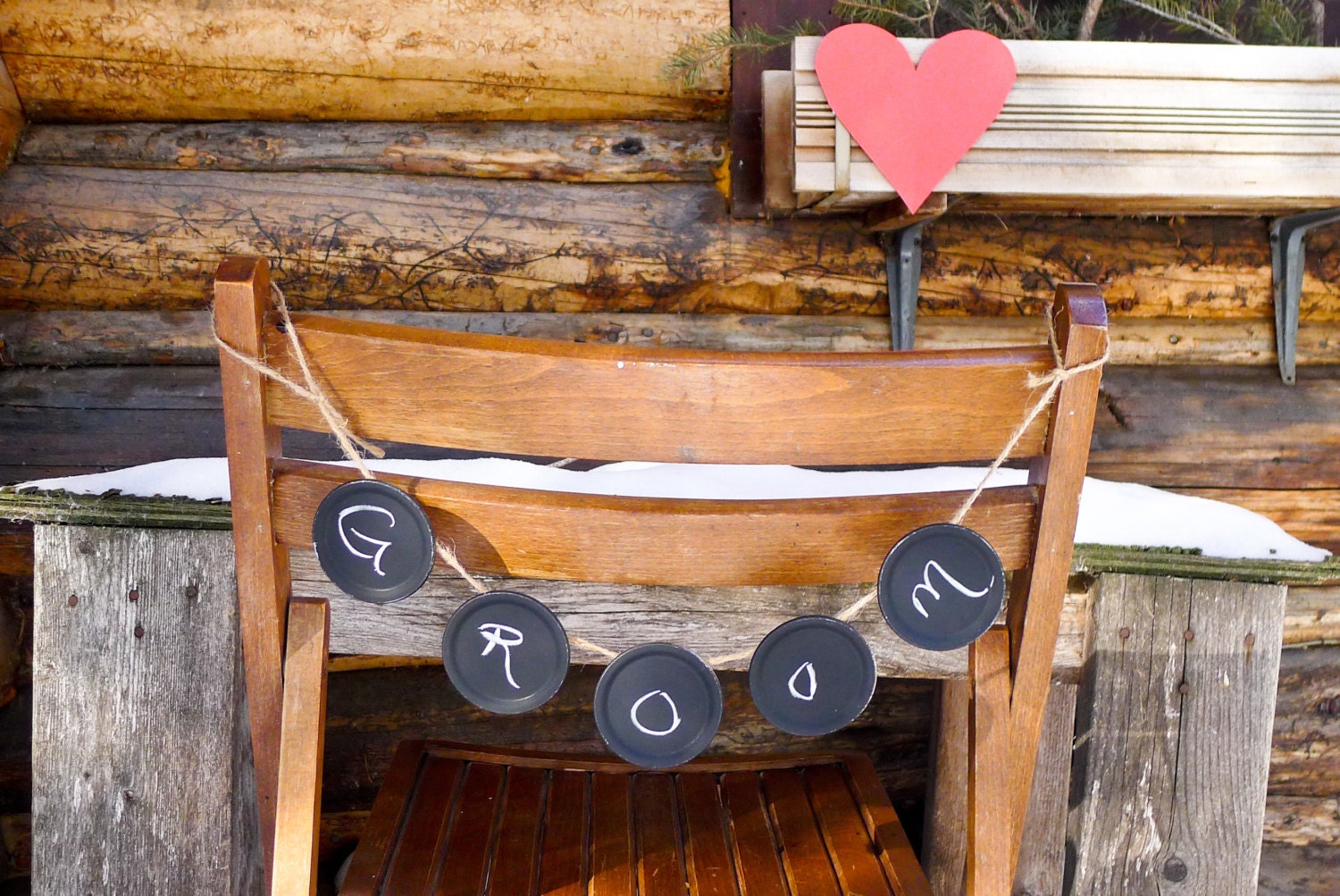 Bride & Groom Chalkboard Chair Signs Set, Circle, Chalk, Wedding, Decor, Details, Rustic, Romantic, Cute, Twine