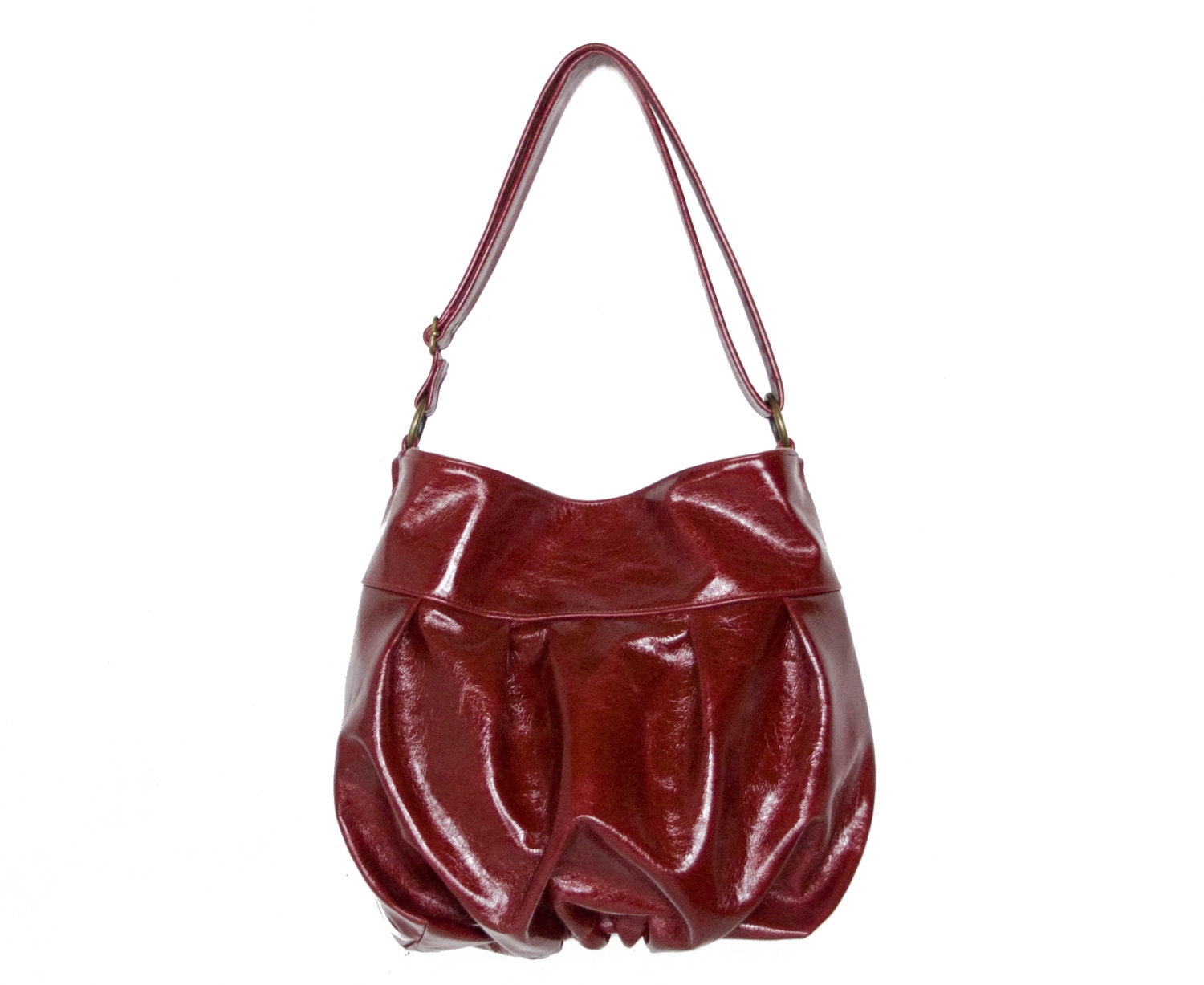 Baby Ruche Hobo Bag in Ruby Wine Red Leather - Made to Order