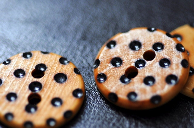 Spotty Dotty Wooden Buttons Woodburning