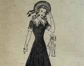 Vintage 1940s Dress Pattern Mail Order Pattern Princess Seams Bust 30