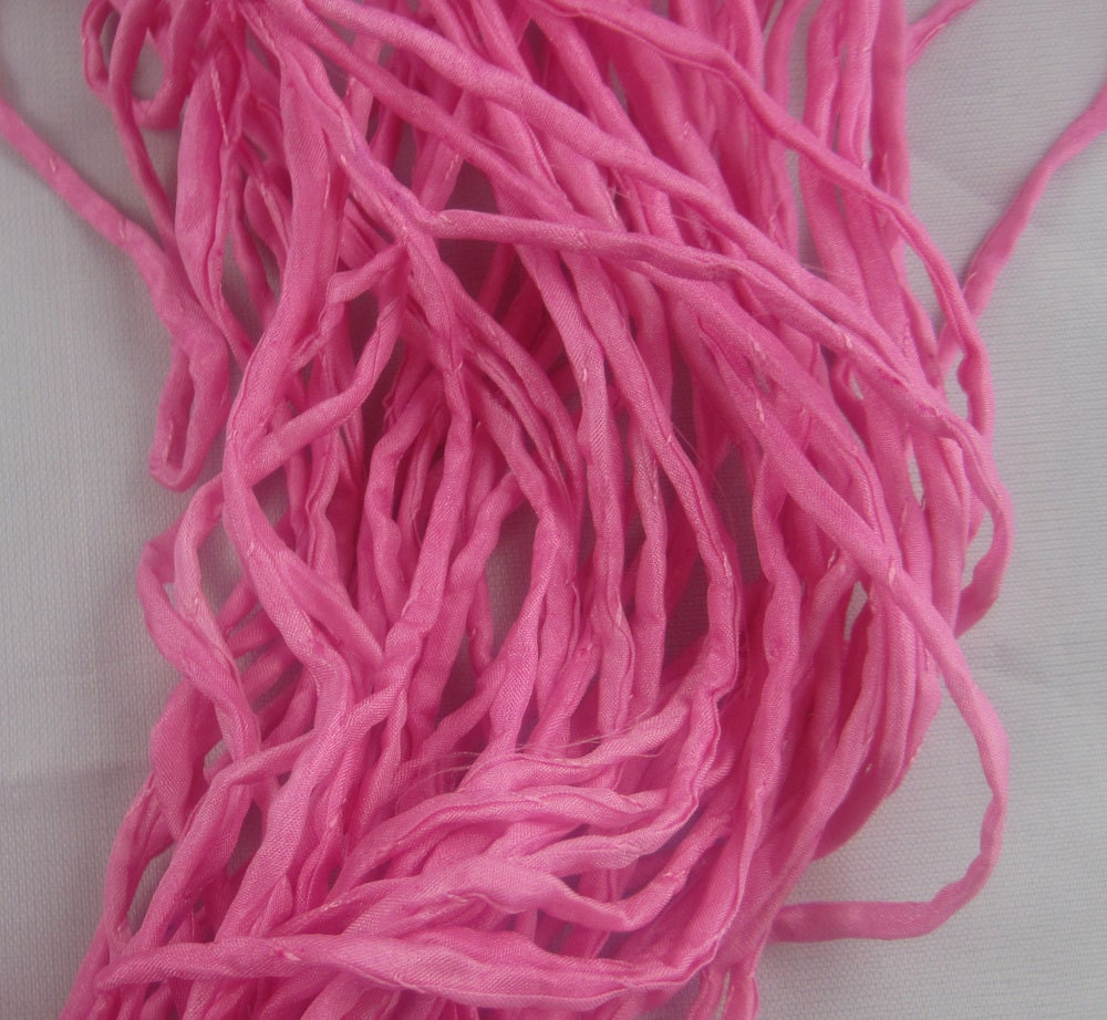 Hand Dyed Silk Cord - Bubblegum Pink 3 Yards