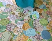 600 Vintage Atlas Map Wedding Confetti -  Shabby Chic - wedding table decoration, table scatters, bon voyage party