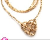 Wire Jewelry Crochet Pattern Yoola celtic heart knot , ONLINE VIDEO pattern PDF jewelry instructions crochted necklace tutorial