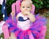 Pink baby tutu only with navy, 1st and 2nd birthday skirt for girls, choose your size newborn, 3,6,9,12,18,24 months, -PREPPY PINK
