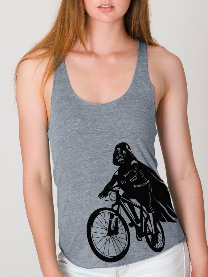 Darth Vader is Riding It - Womens Tank Top printed with ECO ink ( Star Wars Darth Vader bike tank )