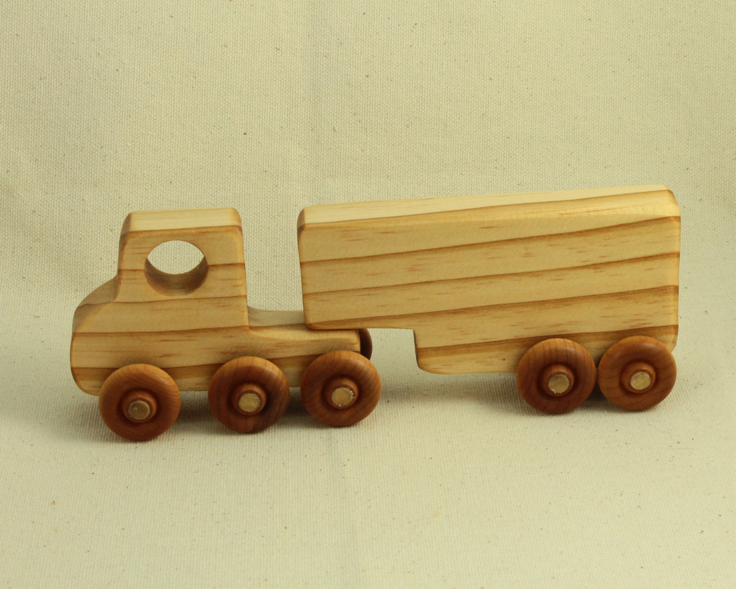 wooden semi truck push toy