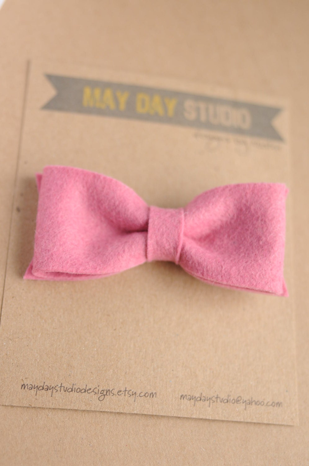 baby toddler girls felt bow hair clip - rose - boutique alligator clip