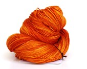Tigerlily--hand dyed sock weight yarn, merino and silk, (437yds/100gm)