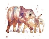 Elephant print, SMALL, 5x7 print, children's art, Nursery ELEPHANT, new mum gift, nursery art, animal print