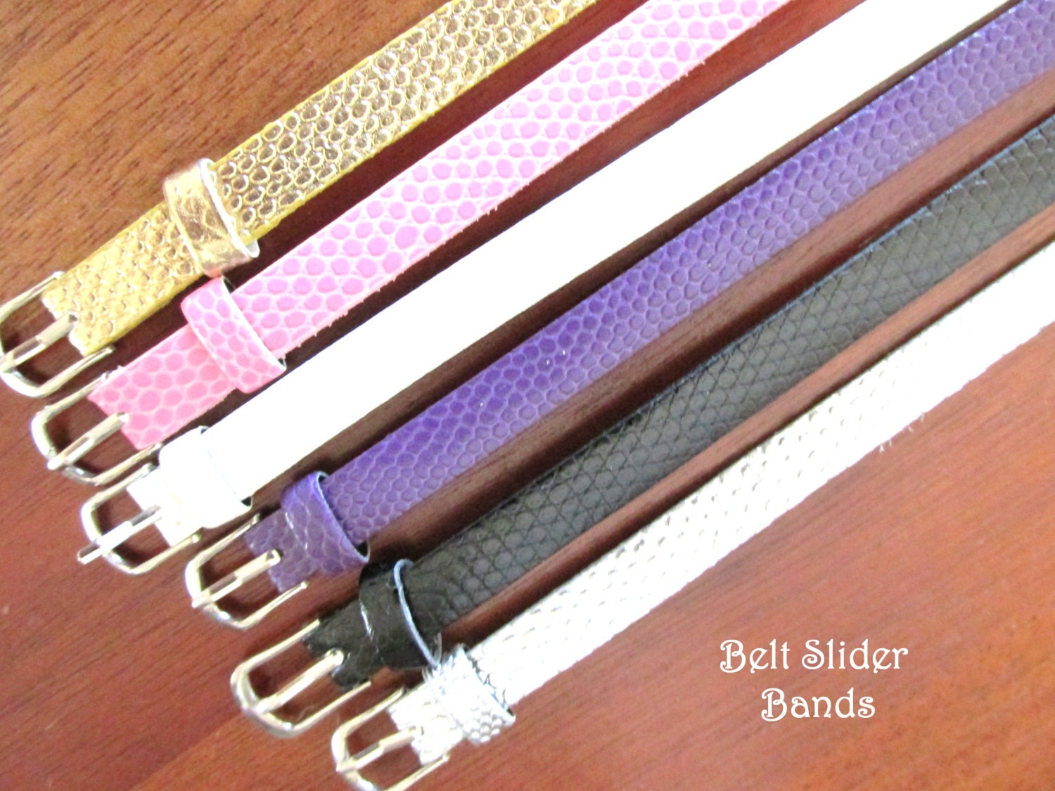 12 Mixed Colors Belt Band Bracelets Black Pink Silver Purple