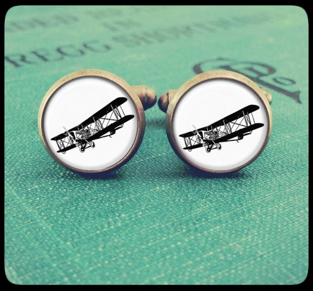 Bronze Or Silver Cufflinks -Airplane- Wearable Art- Handmade by Lisa Owens