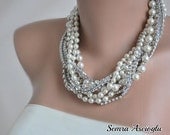 2013 Trends   Vintage Style   Chunky  Bridal  Pearl and Rhinestone Necklace
