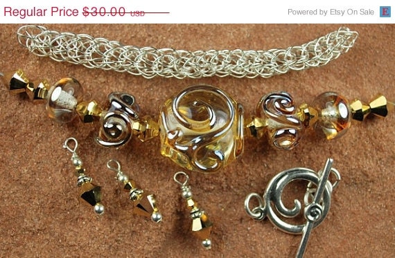 On Sale Glass Lampwork Beads, Silver Viking Knit, Silver Toggle, Swirling Aurae SRA 632 by CC Design