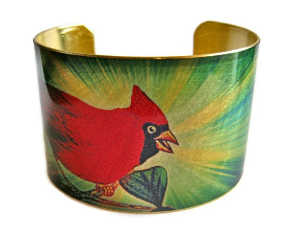 CARDINAL Bird Cuff bracelet Free Shipping to USA