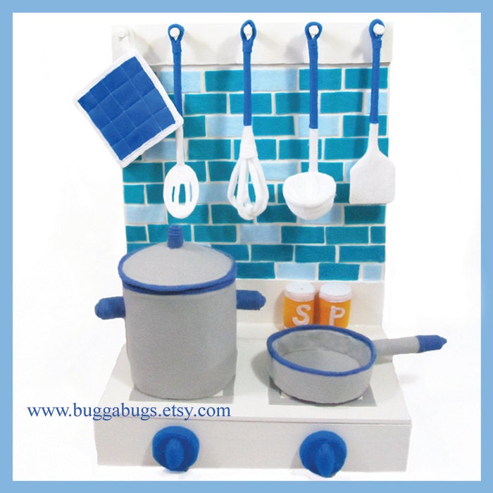 NEW Kitchen Stove - PDF Sewing & Wood Working Pattern (Stove, Stock Pot, Frying Pan, Hot Pad, Spoon, Whisk, Ladle, Spatula, Salt, Pepper)