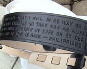 LMN Custom Leather Adjustable Guitar Strap - Religious - Bible verses - Psalms - Quotes - Sayings - Long text