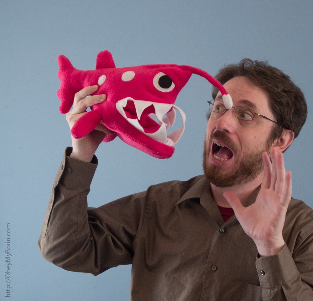 Small Angler Fish Plush - Hot Pink