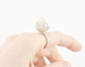 Polymer Clay and Silver Stacking Ring. White. Handmade by Maria Goti Joyas