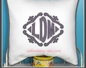 SET OF 2 - The Lisette Applique Framed Monogrammed Pillow Cover - 18 x 18 square