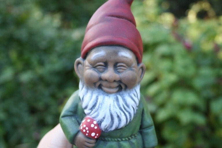 Black Gnome Holding a Mushroom - Homie The Gnomie - Garden Decor Art
